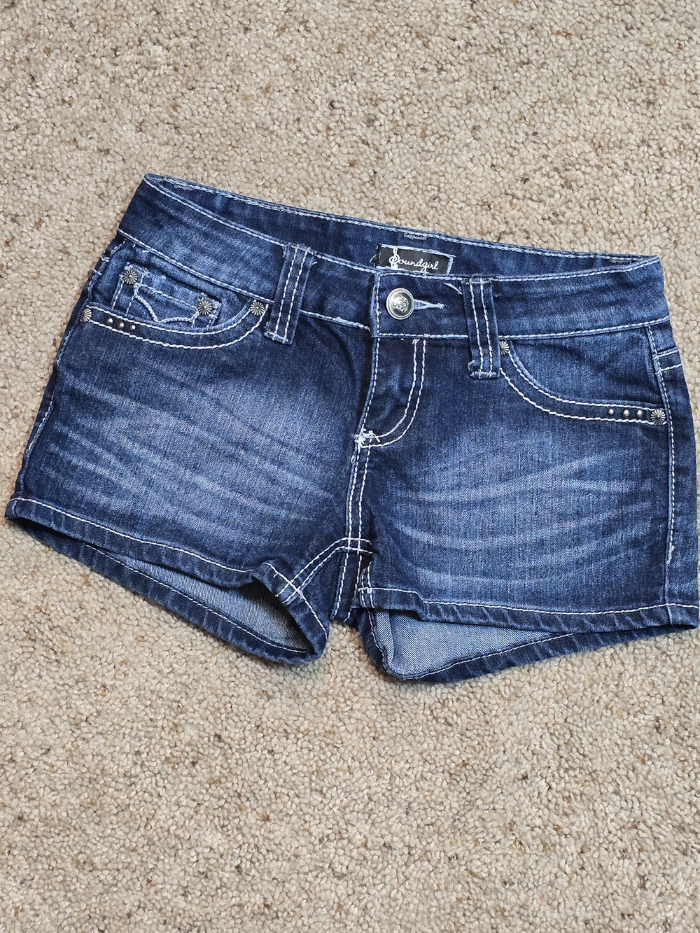 Y2K VINTAGE✨️Soundgirl Embellished Angel Wing Denim Micro Mini Shorts